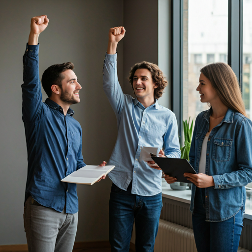 Students celebrating success